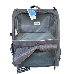 Pet Backpack Carrier With Mesh Panel Quilted Storage Pocket & Adjustable Straps
